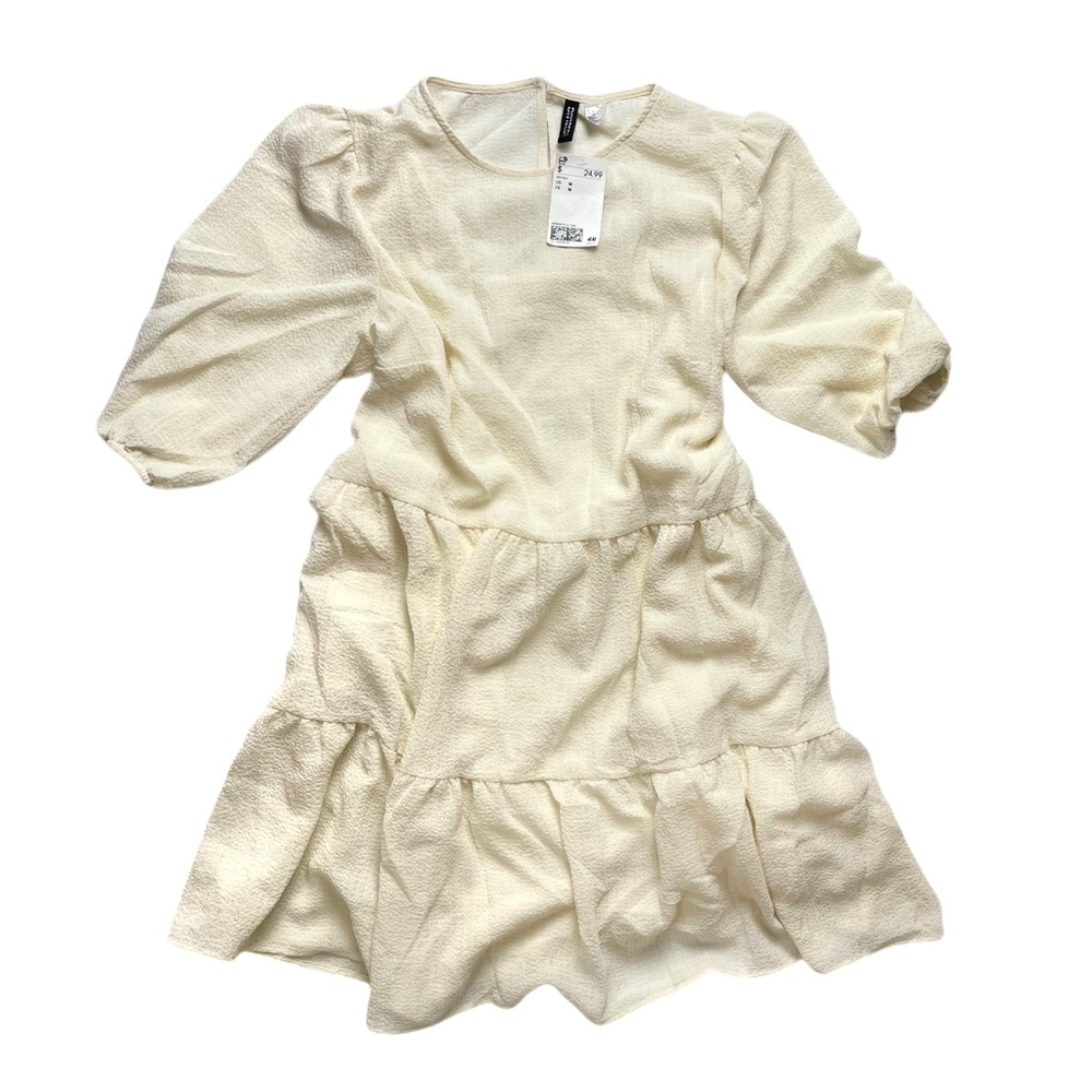 NWT H&M Ivory Tiered Dress Size Medium
